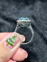 Natural Aquamarine 6.39ct Ring Set With Natural Diamonds In 18K White Gold Gemstone Fine Jewellery Singapore