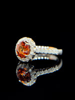 Natural Mandarin Garnet 1.46ct Ring Set With Natural Diamonds in 18K White Gold Gemstone Fine Jewellery Singapore