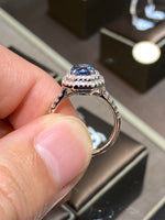 Natural Unheated Blue Sapphire 2.01ct Ring set with natural diamond 0.47ct in 18k white gold Fine Jewellery