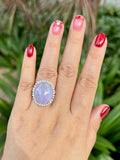 Natural Type A Purple Jadeite Ring set with 1.05ct Natural Diamonds in 18K White Gold Gemstone Fine Jewellery Singapore