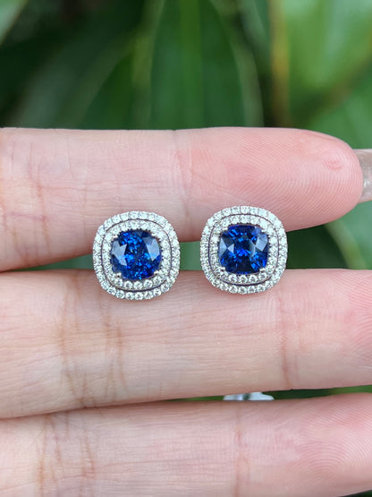 Natural Blue Sapphire Earrings 2.88ct