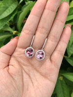 Natural Pink Tourmaline Earrings 7.26ct set with 0.9ct natural diamonds in 18k white gold