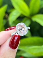 Natural Unheated Padparadscha Sapphire 2.11ct Ring set with natural diamond 0.46ct in 18k white gold Fine Jewellery