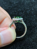Natural Green Garnet Tsavorite 2.12ct Ring set with Natural Diamonds in 18K white gold Gemstone Jewelry