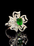Natural Green Garnet (Tsavorite) 1.32ct Ring / Pendant Set With Natural Diamonds In 18K White Gold Gemstone Fine Jewellery Singapore