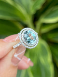 Natural Aquamarine 1.75ct ring set with Natural Diamond in 18K White Gold