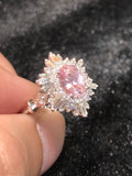 Natural Unheated Padparadscha Sapphire 1.29ct Ring set with natural diamond 0.59ct in 18k white gold Fine Jewellery