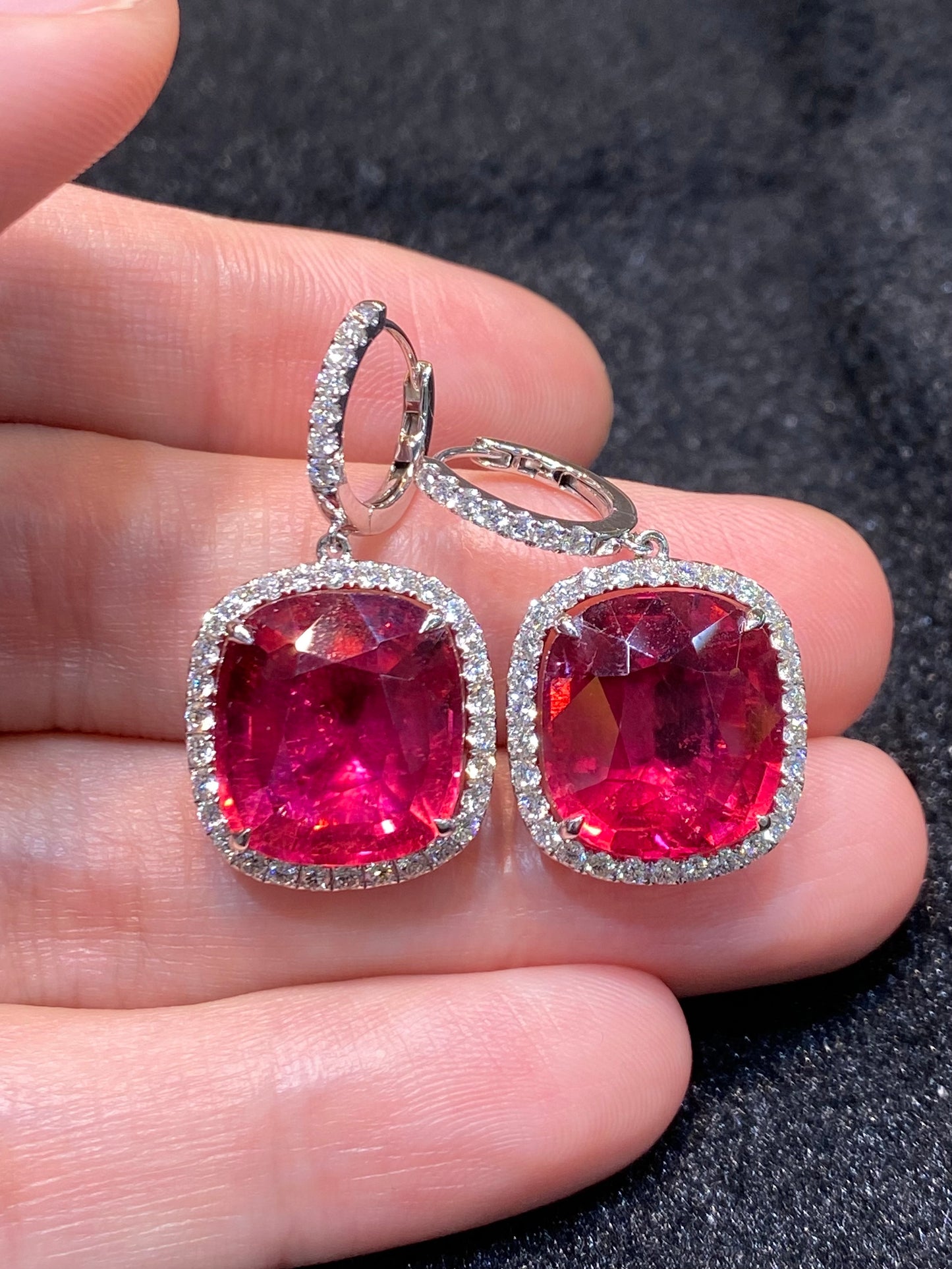 Natural Rubellite Tourmaline Earrings 21.20ct