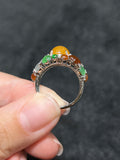 Natural Type A Jadeite Ring set with 0.2ct Natural Diamonds in 18K White Gold Fine Jewellery