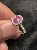 Natural Unheated Pink Sapphire 1.08ct Ring set with natural diamond 0.51ct in 18k white gold Fine Jewellery