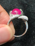 Natural Burmese Ruby 6.70ct Ring set with 1.19ct Natural Diamonds in 18K White Gold