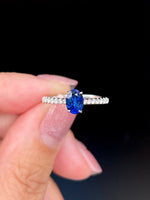 Natural Blue Sapphire 0.98ct Ring Set With Natural Diamond In 18K