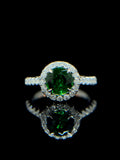 Natural Green Garnet Tsavorite 1.60ct Ring set with Natural Diamonds in 18K white gold Gemstone Jewelry