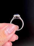 Natural Blue Sapphire Ring 1.73ct Set With Natural Diamonds In 18K White Gold Gemstone Fine Jewellery Singapore