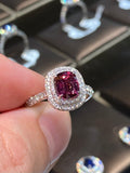 Natural Unheated Padparadscha Sapphire 1.74ct Ring set with natural diamond 0.45ct in 18k white gold Fine Jewellery
