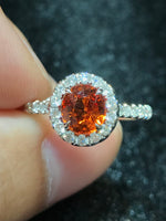 Natural Mandarin Garnet 1.46ct Ring Set With Natural Diamonds in 18K White Gold Gemstone Fine Jewellery Singapore