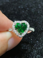 Natural Green Garnet Tsavorite 2.12ct Ring set with Natural Diamonds in 18K white gold Gemstone Jewelry