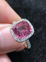 Natural Pink Spinel 4.03ct Ring Set With Natural Diamonds 0.65ct In 18K White Gold Gemstone Fine Jewellery