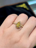 Natural Yellow Diamond 1.00ct Ring set with 0.3ct Natural Diamonds In 18K Yellow Gold Fine Jewelry Singapore
