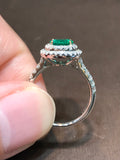 Natural Emerald 1.40ct Ring set with Natural Diamonds 0.58ct in 18k White Gold Fine Jewellery