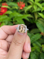 Natural Tourmaline 3.98ct Ring set with Natural Diamonds in 18K White Gold Gemstone Jewelry