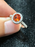 Natural Mandarin Garnet 1.46ct Ring Set With Natural Diamonds in 18K White Gold Gemstone Fine Jewellery Singapore