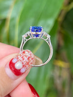 Natural Tanzanite 4.20ct Ring set with natural diamonds in 18K white gold Gemstone Fine Jewelry Singapore