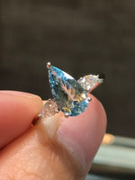 Natural Aquamarine 1.34ct ring set with Natural Diamond in 18K White Gold Gemstone Fine Jewellery Singapore