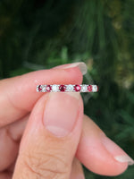 Natural Red Spinels 0.24ct and Diamonds 0.24ct Half Eternity Ring set in 18K white gold Gemstone Jewelry