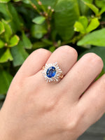 Natural Blue Sapphire 2ct Ring Set With Natural Diamond In 18K Rose Gold Gemstone Fine Jewellery Singapore