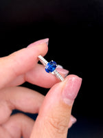 Natural Blue Sapphire 0.98ct Ring Set With Natural Diamond In 18K White Gold Gemstone Fine Jewellery Singapore