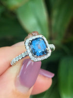 Natural Blue Spinel 1.46ct Ring set with 0.40ct Natural Diamonds in 18K white gold
