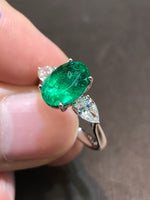 Natural Emerald 2.46ct Ring set with Natural Diamonds 0.62cr in 18k White Gold Fine Jewellery