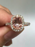 Natural Unheated Padparadscha Sapphire 2.11ct Ring set with natural diamond 0.46ct in 18k white gold Fine Jewellery