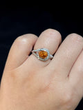 Natural Mandarin Garnet 1.82ct Ring Set With Natural Diamonds in 18K White Gold Gemstone Fine Jewellery Singapore