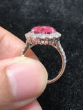 Natural Mahenge Pink Spinel 7.52ct Ring Set With Natural Diamonds 1.72ct In 18K White Gold Gemstone Fine Jewellery