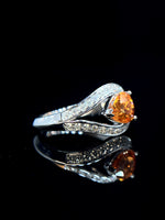 Natural Mandarin Garnet 1.82ct Ring Set With Natural Diamonds in 18K White Gold Gemstone Fine Jewellery Singapore