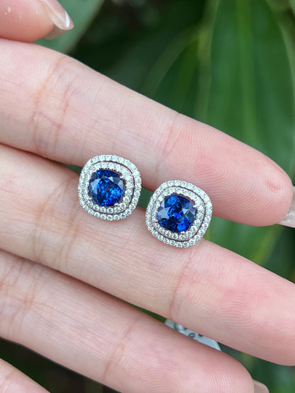 Natural Blue Sapphire Earrings 2.88ct