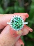 Natural Tourmaline 3.36ct set with natural diamond 0.55ct in 18k white gold ring
